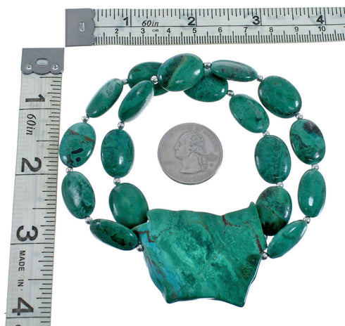 Sterling Silver Chrysocolla Bead Necklace AX128235